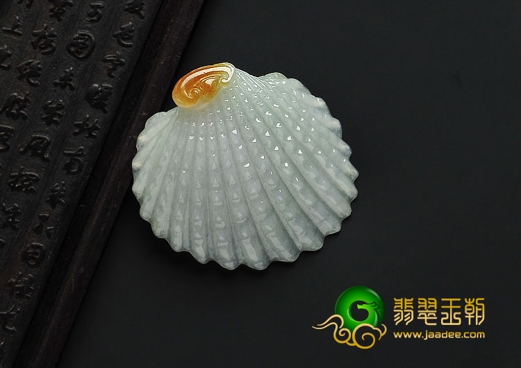 糯冰种晴水带黄翡缅甸翡翠A货贝壳挂件