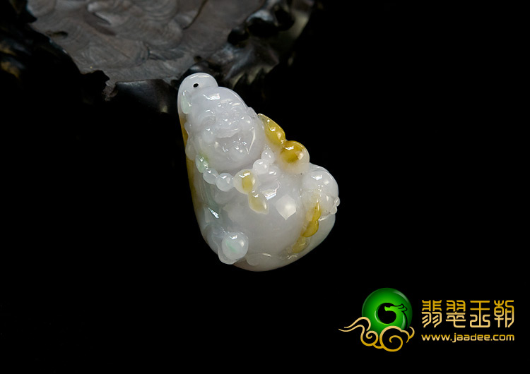 糯冰种紫罗兰黄翡缅甸翡翠A货罗汉挂件