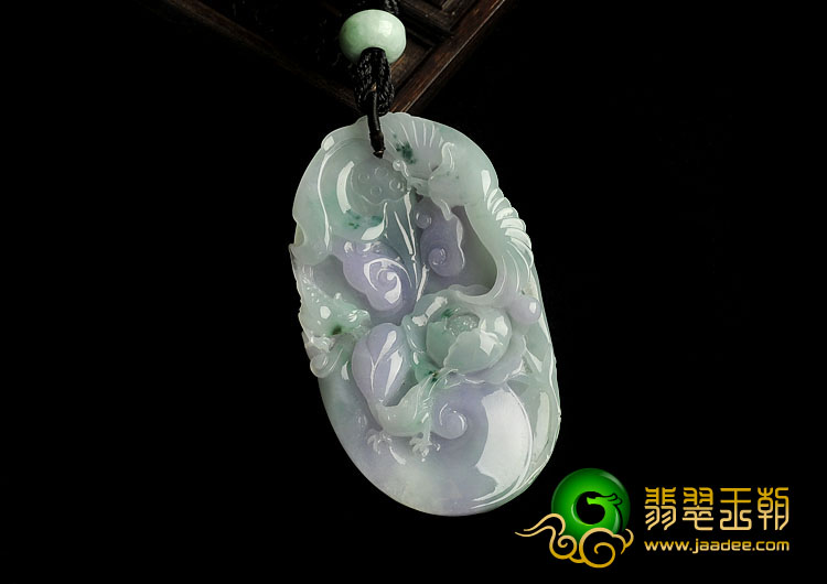 糯冰种春带彩飘花缅甸翡翠A货花开富贵挂件