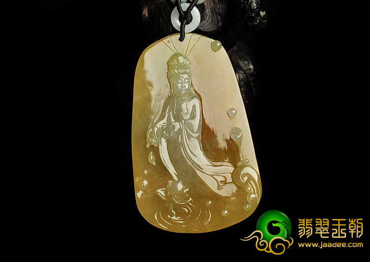 冰种黄翡缅甸翡翠A货观音挂件