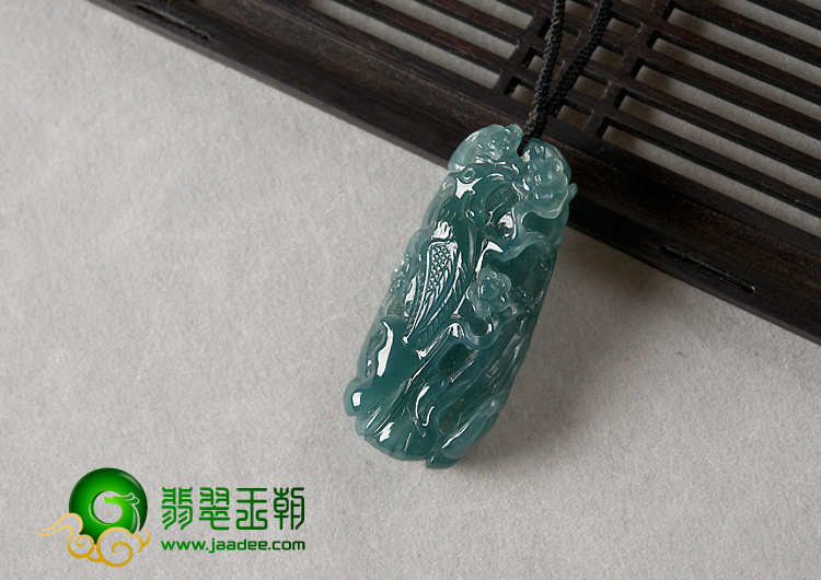 冰种蓝水缅甸翡翠A货喜上眉梢挂件