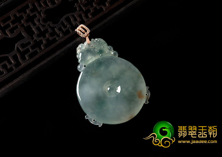 糯冰种略飘花缅甸翡翠A货福在眼前挂件