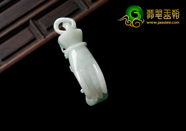 糯冰种飘翠缅甸翡翠A货佛手挂件