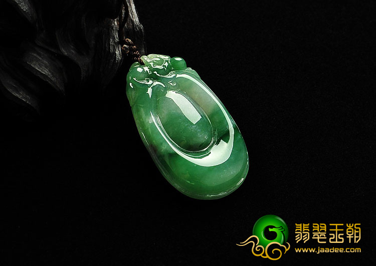冰种飘翠缅甸翡翠A货福在眼前挂件
