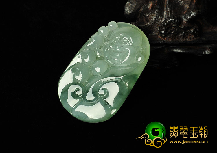 冰种飘花缅甸翡翠A货玉佛挂件