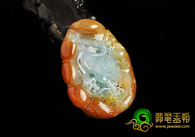 冰种红黄翡缅甸翡翠A货一路连科挂件
