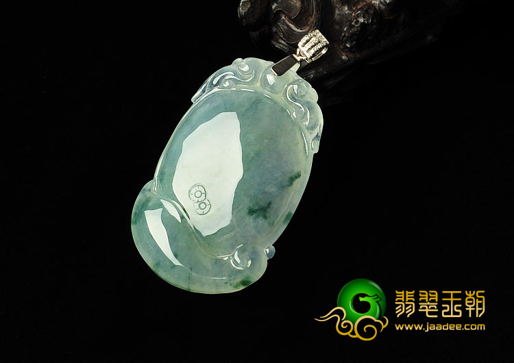 冰种飘花缅甸翡翠A货福在眼前挂件
