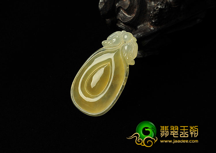 冰种黄翡缅甸翡翠A货福在眼前挂件