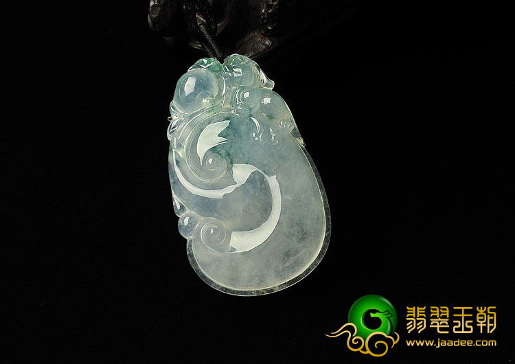 冰种飘花缅甸翡翠A货如意挂件