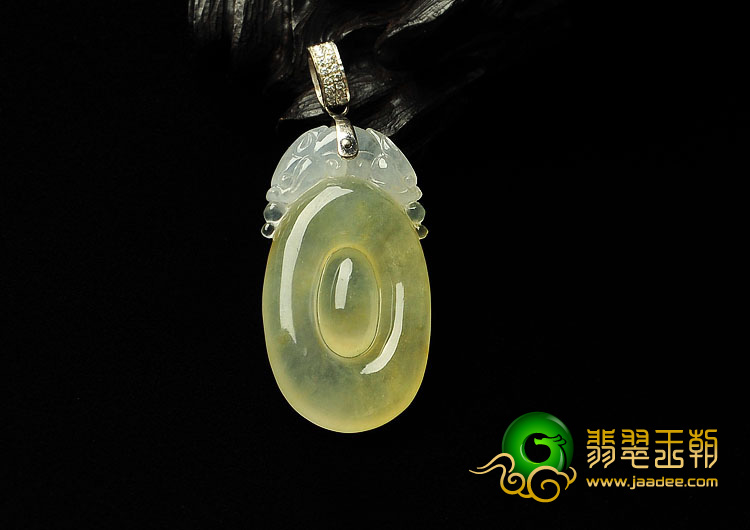 冰种黄翡缅甸翡翠A货福在眼前挂件