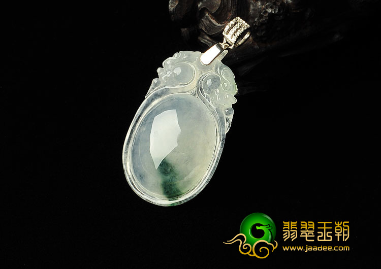 冰种飘花缅甸翡翠A货福在眼前挂件