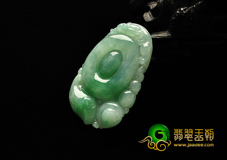 糯冰种飘翠缅甸翡翠A货福在眼前挂件