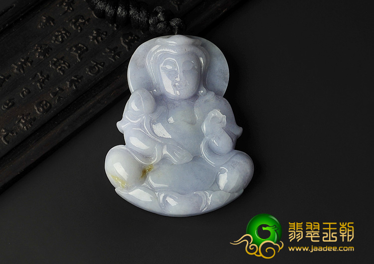 糯冰种紫罗兰缅甸翡翠A货观音挂件