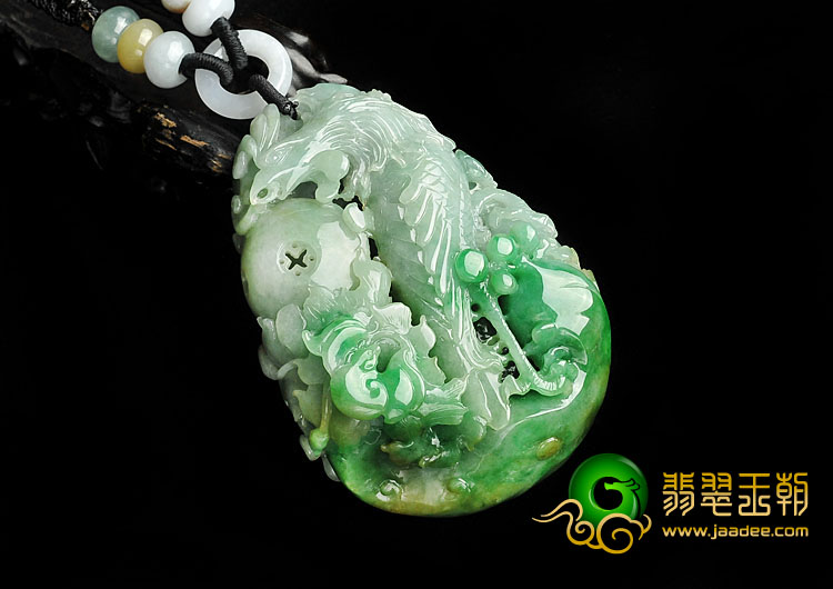 糯冰种黄加绿缅甸翡翠A货丹凤朝阳手玩件
