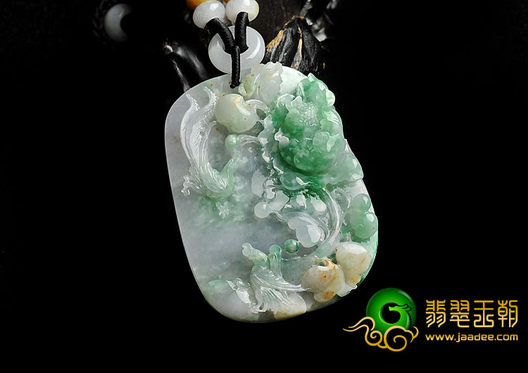 冰种三彩缅甸翡翠A货富贵花开挂件