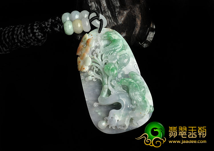 冰种三彩缅甸翡翠A货喜上眉梢挂件