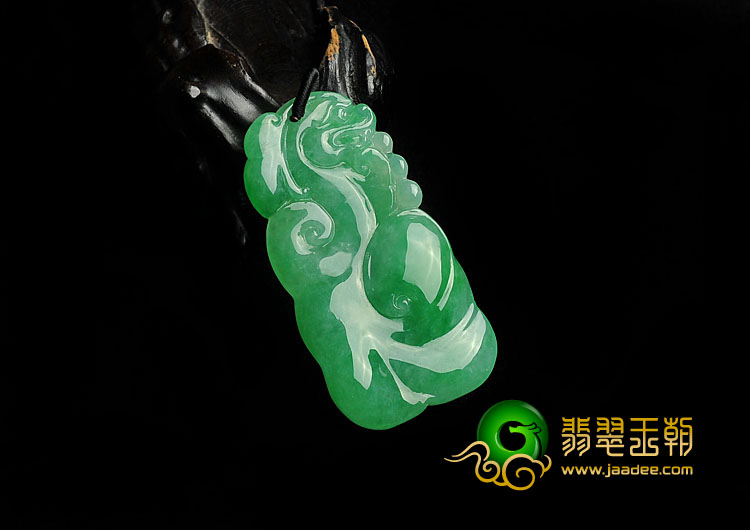 冰种阳绿满绿缅甸翡翠A货龙行如意挂件