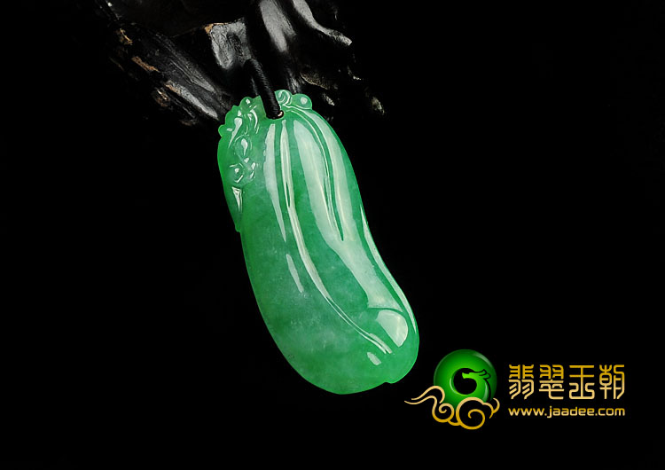 冰种阳绿满绿缅甸翡翠A货福瓜挂件