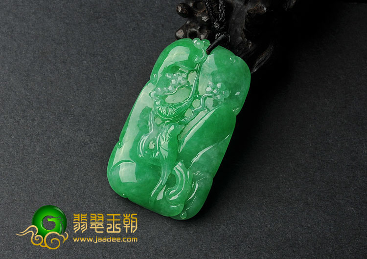 冰种阳绿满绿缅甸翡翠A货喜上眉梢挂件