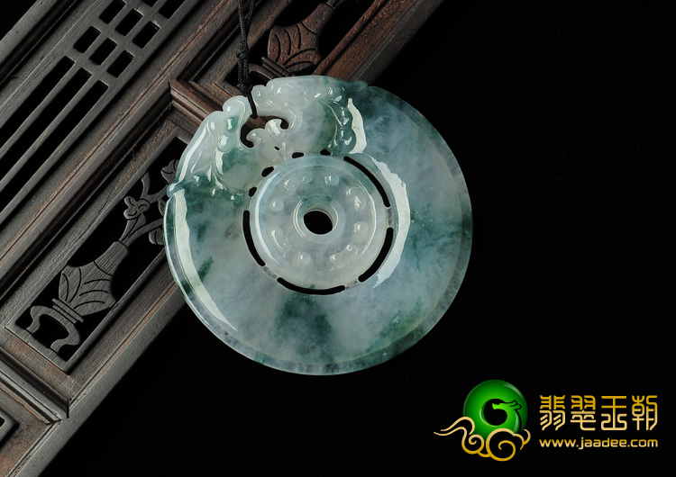 冰种飘花缅甸翡翠A货双龙如意挂件（单价）