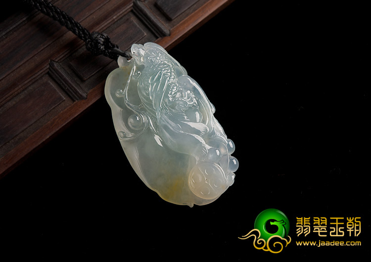 冰种晴水略带黄翡缅甸翡翠A货凤凰如意挂件