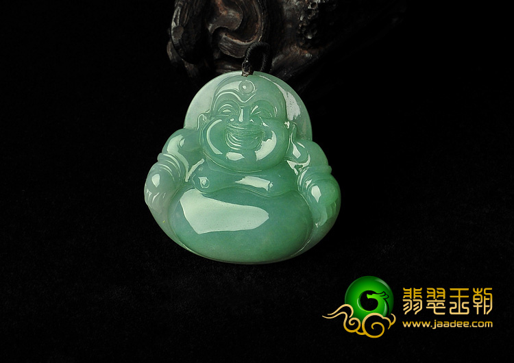 糯冰种翠色缅甸翡翠A货玉佛挂件