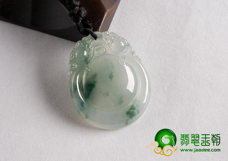 冰种飘花缅甸翡翠A货福在眼前挂件