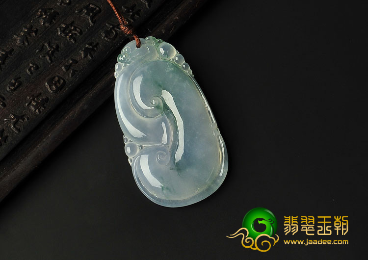 冰种飘花缅甸翡翠A货如意寿挂件