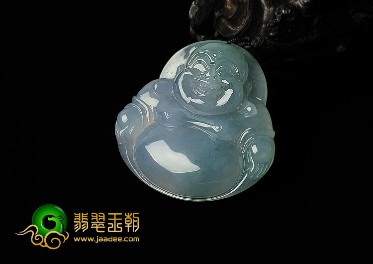 冰种晴水略飘花缅甸翡翠A货玉佛挂件