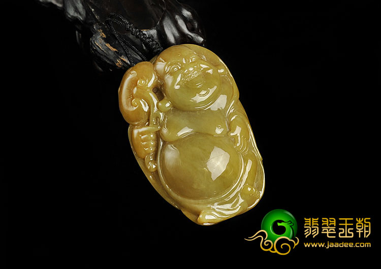 糯冰种黄翡缅甸翡翠A货玉佛挂件