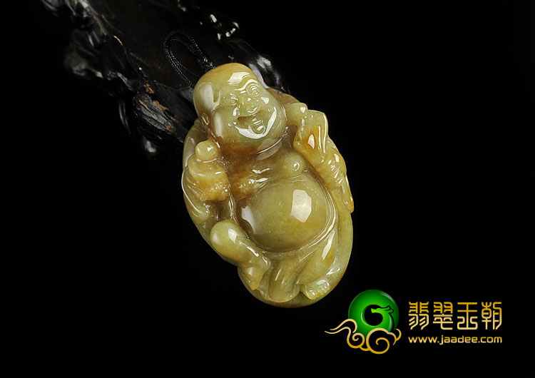 糯冰种黄翡缅甸翡翠A货玉佛挂件