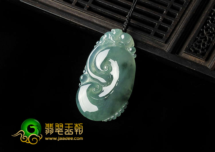 冰种飘花缅甸翡翠A货如意挂件