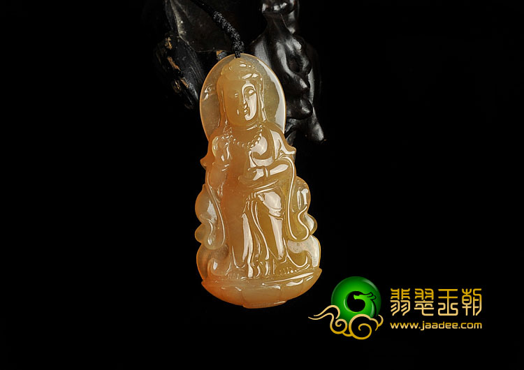 冰种黄翡缅甸翡翠A货观音挂件