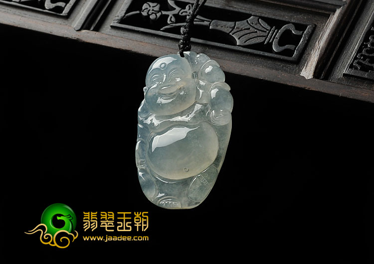 冰种淡晴水缅甸翡翠A货玉佛挂件