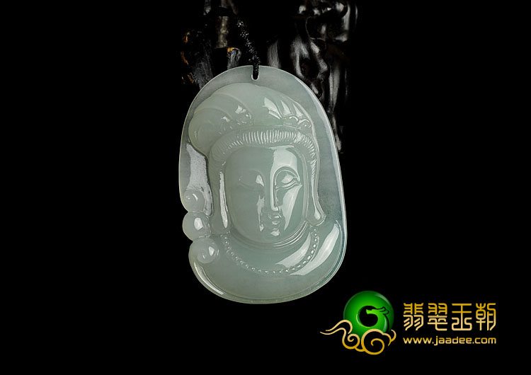 冰种晴水缅甸翡翠A货观音头挂件
