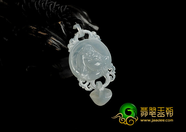 冰种晴水缅甸翡翠A货福在眼前挂件