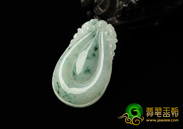 糯冰种飘花缅甸翡翠A货双龙如意挂件