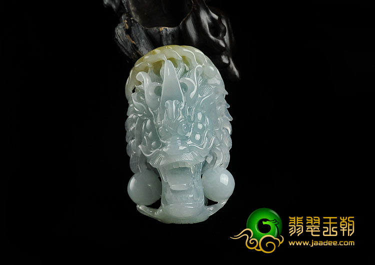糯冰种晴水带黄翡缅甸翡翠A货龙头挂件