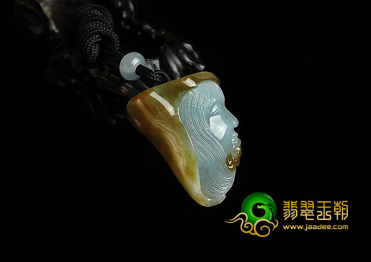 糯冰种褐黄翡缅甸翡翠A货美女头挂件