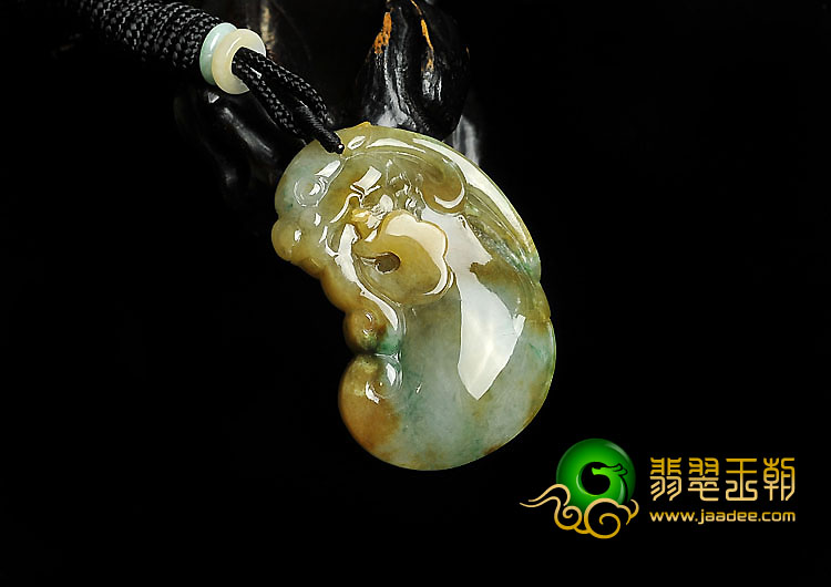 糯冰种黄翡飘花缅甸翡翠A货龙头鱼挂件