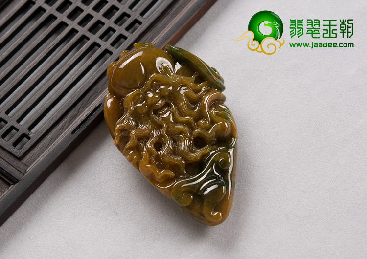 细糯种黄加绿缅甸翡翠A货寿星挂件