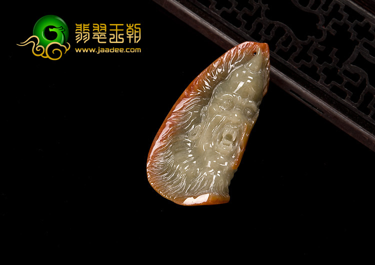 糯冰种红黄翡缅甸翡翠A货火神挂件