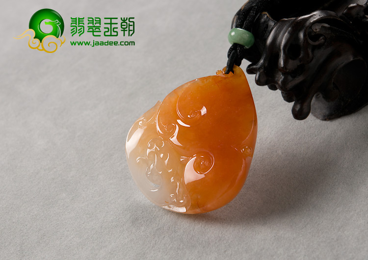 糯冰种红黄翡缅甸翡翠A货龙头如意挂件
