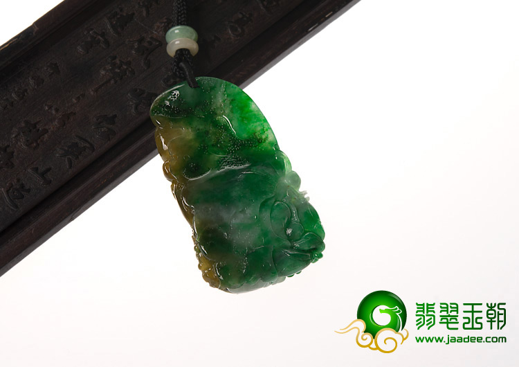 糯冰种翠色褐黄翡缅甸翡翠A货蝶恋花挂件