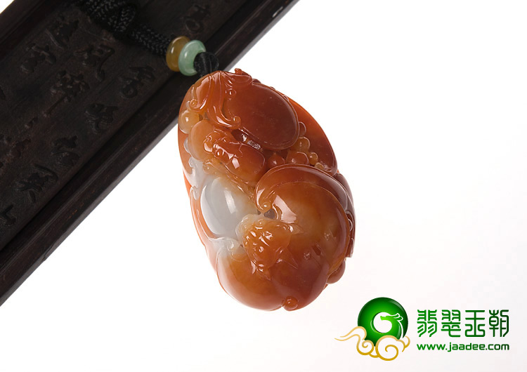 糯冰种红黄翡缅甸翡翠A货福从天降挂件