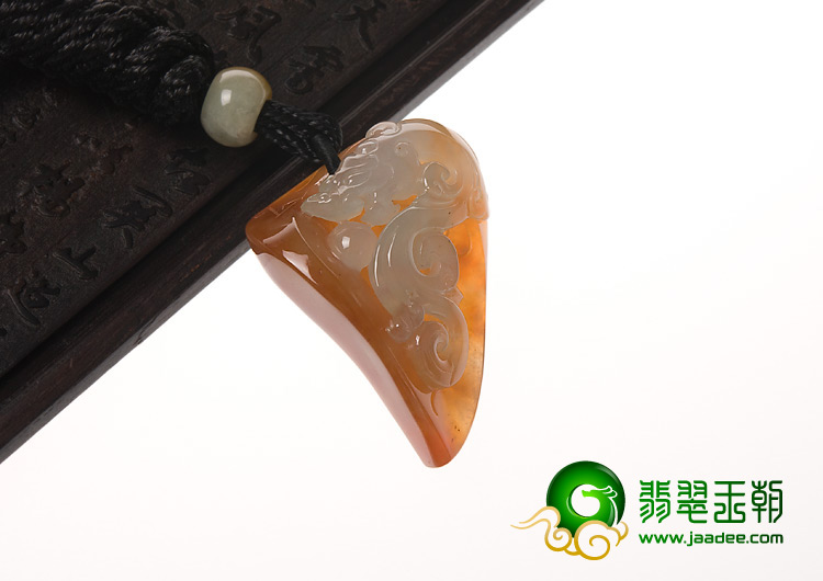 冰种红黄翡缅甸翡翠A货仿古龙凤挂件
