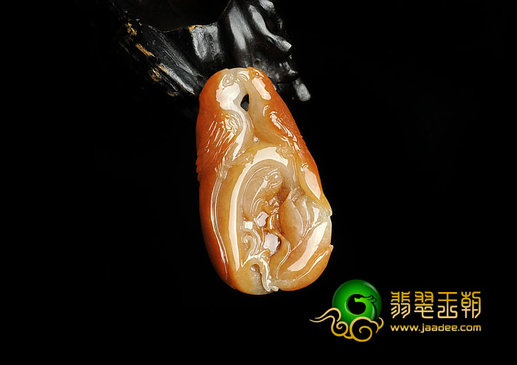 糯冰种红黄翡缅甸翡翠A货鸟语花香挂件