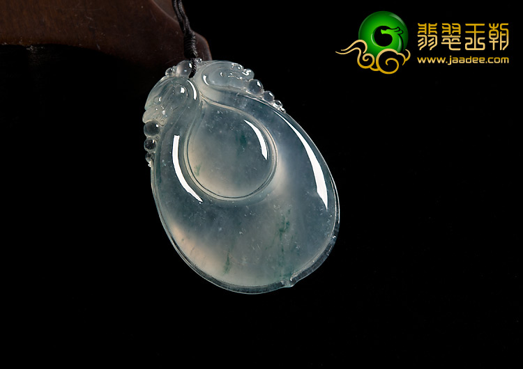 冰玻种飘花缅甸翡翠A货双龙如意挂件