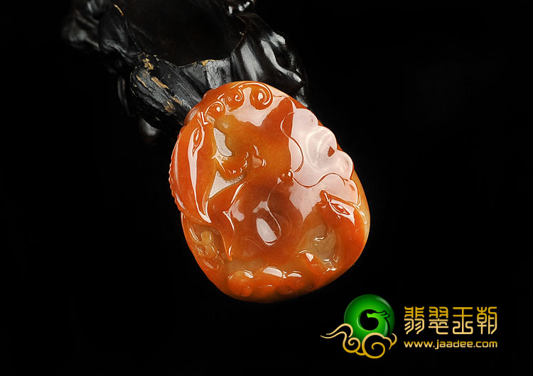 feicui糯冰种红翡缅甸翡翠A货年年有余挂件