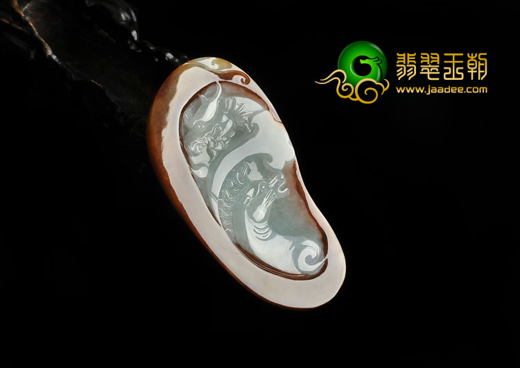 糯冰种褐红翡缅甸翡翠A货龙马精神挂件